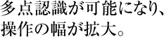 多点認識が可能になり、操作の幅が拡大。