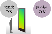 大型化も比較的簡単で面積の割には薄いものにも適用可能。